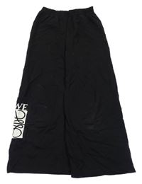 Černé široké culottes tepláky s nápisem