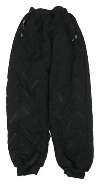 Černé vzorované šusťákové zateplené cuff kalhoty