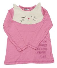 Ružové pyžamové tričko s mačkou Yigga