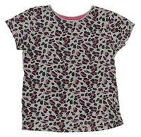 Sivo-čierno-ružové tričko s leopardím vzorom Primark