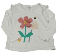 Bílé triko s 3D květinou F&F