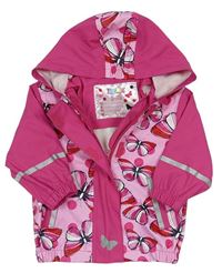 Ružová nepromokavá bunda s motýlikmi a kapucňou Lupilu