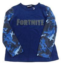 Tmavomodré fleecové triko s Fortnite 