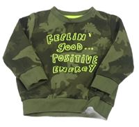 Khaki army mikina s nápisom F&F