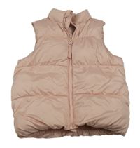 Svetloružová šušťáková zateplená vesta