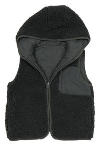 Tmavosivá huňatá lehce zateplená vesta s kapucňou Dunnes