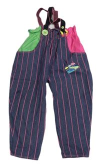 Tmavomodro-ružovo-zelené pruhované rifle s trakami C&A