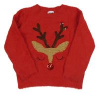 Červený chlpatý sveter so sobom George