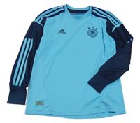 Modro-tmavomodré fotbalové funkční triko s logem Adidas
