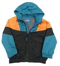 Černo-oranžovo-zelená šusťáková jarní bunda s kapucí Primark