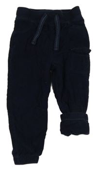 Tmavomodré podšité manšestráky s úpletovým pasom Lupilu