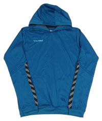 Petrolejová sportovní mikina s logem a kapucí hummel 