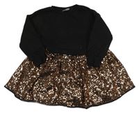 Černé teplákové šaty se zlatou flitrovou sukní Matalan