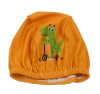 Oranžová koupací čepice s dinem 