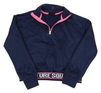 Tmavomodrá športová crop mikina s nápisom Ergeenomixx