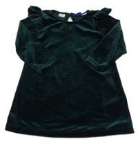 Tmavozelené zamatové šaty s volánikmi Lupilu