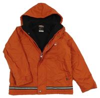 Cihlová šusťáková zateplená funkční bunda s kapucí 