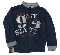 Tmavomodrá prepínaci mikina s nápisom