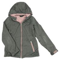 Šedá melírovaná softhellová bunda s kapucí Crane