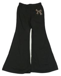 Čierne flare legíny s mašlou shein