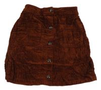 Hnedá menšestrová sukňa s gombíkmi Next