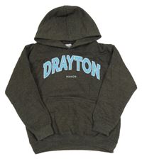 Tmavosivá mikina s nápisom a kapucňou