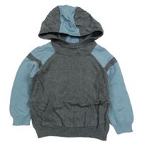 Nové - šedo-modrý lehký svetr s kapucí dunnes