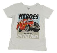 Bílé tričko s hasiči dopodopo