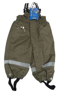 Nové - hnědé šusťákové laclové kalhoty se sovou 