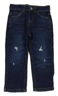 Tmavomodré rifle s dierami Primark