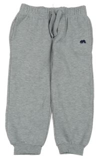 Sivé melírované tepláky s výšivkou Rebel