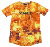 Oranžovo-žlté vzorované športové tričko s logom Sonneti
