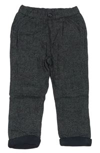 Tmavosivé kockované teplákové podšité nohavice Matalan