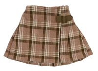 Starorůžovo-hnedo-biela kockovaná sukňa Next