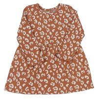 Skořicovo-biele vzorované úpletové šaty PRIMARK