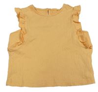Oranžový rebrovaný crop top s volánikmi George