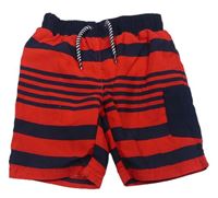 Červeno-tmavomodré pruhované plážové kraťasy Mothercare