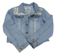 Světlemodrá crop riflová bunda s krajkou Denim Co.