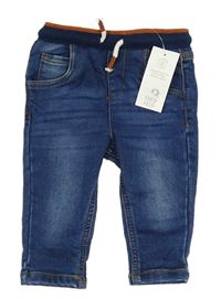 Tmavomodré skinny rifle s úpletovým pasem F&F
