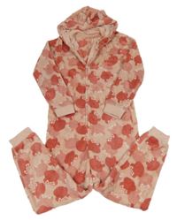 Ružová plyšová kombinéza s Blush a kapucňou George