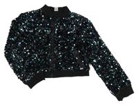 Černý třpytivý flitrovaný crop bomber zn. Tu