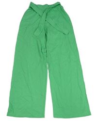 Zelené teplákové široké nohavice s opaskom zn. Zara