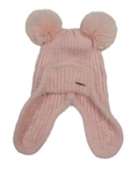 Růžová pletená beranice s bambulemi River Island