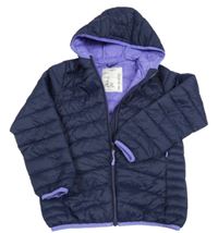 Tmavomodro-fialová šusťáková zateplená bunda s kapucí M&S