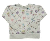 Svetlosivá mikina s obrázkami Tu