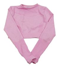 Ružové športové crop tričko Shein