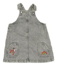 Světlešedé riflové laclové šaty s výšivkami Matalan