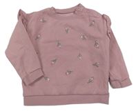 Ružová kvetovaná mikina s volánikmi Tu