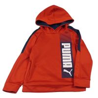 Červeno-tmavomodrá sportovní mikina s logem a kapucí Puma