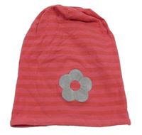 Ružová pruhovaná čapica s květem Tchibo